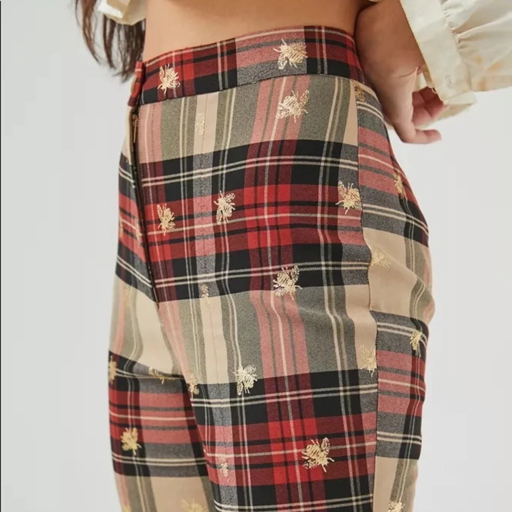 Urban Outfitters Plaid High-Rise Straight-Leg Pants in Red, Tan, Black - Picture 2 of 5